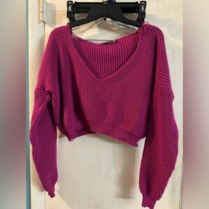 Boohoo Curve Medium Cropped Distressed Sweater